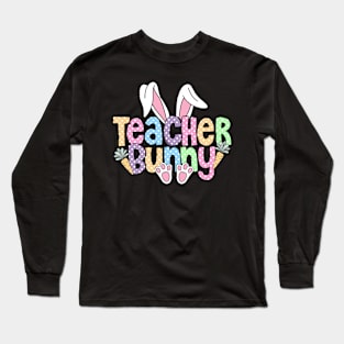 Teacher Easter Matching Family Party Bunny Face Long Sleeve T-Shirt